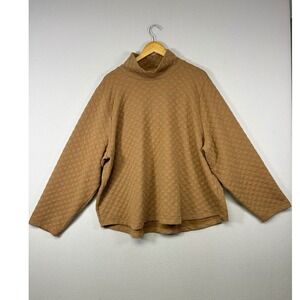 Quiet Luxury J.Crew Women 3X Brown Quilted Funnel Neck Relaxed Pullover Top